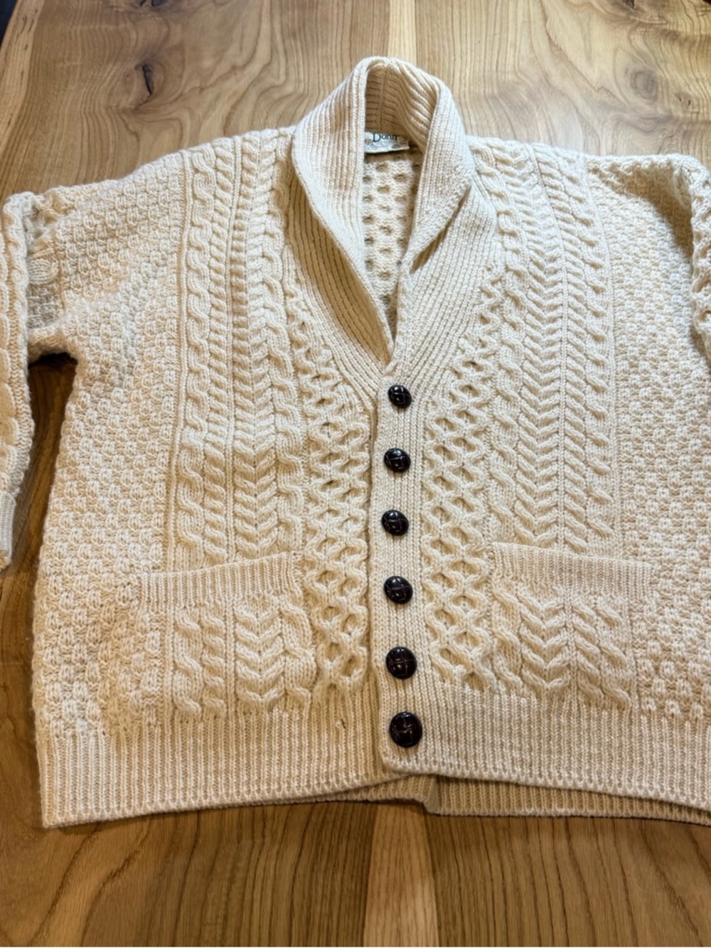 Aran 100% Pure New Wool Cable-Knit Fisherman Cardigan Sweater for Women